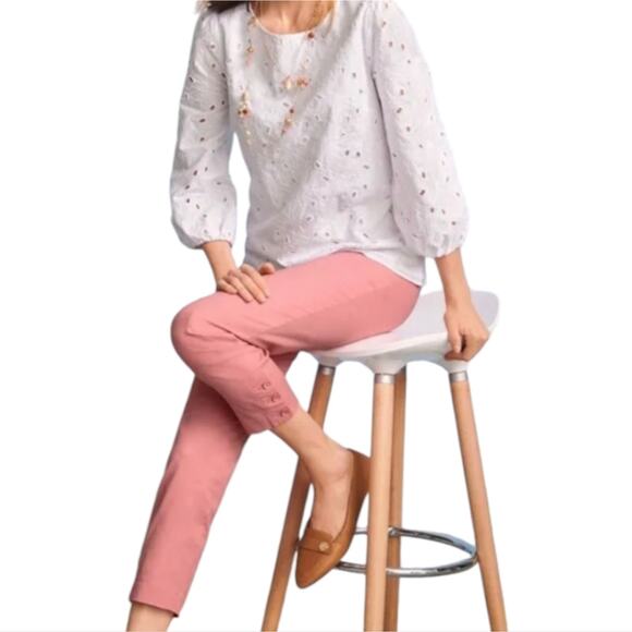 Talbots Navy Blue Perfect Crop Button Hem Detail Comfy Pants Plus SZ 16WP PETITE - Picture 4 of 16